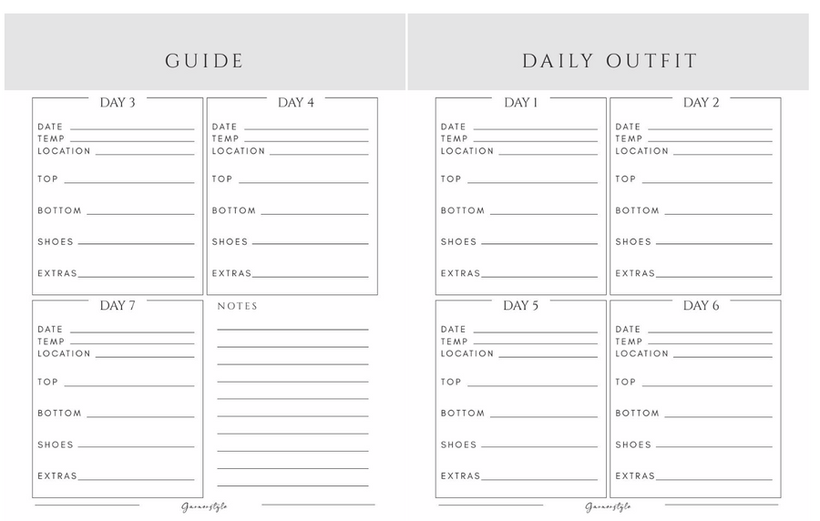 Outfit Planner by Garnerstyle -  PDF Only