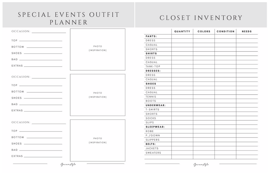 Outfit Planner by Garnerstyle -  PDF Only